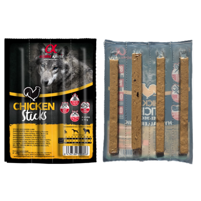 Alpha Spirit Dog Sticks Chicken полувлажные лакомства для собак из курицы 4*10г (палочки)