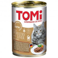 TOMI POULTRY LIVER влажный корм для котов с птицей и печенью в соусе 400 г