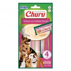 INABA Churu лакомство для собак сливочный мусс с курицей и лососем 14 г (4шт/уп)