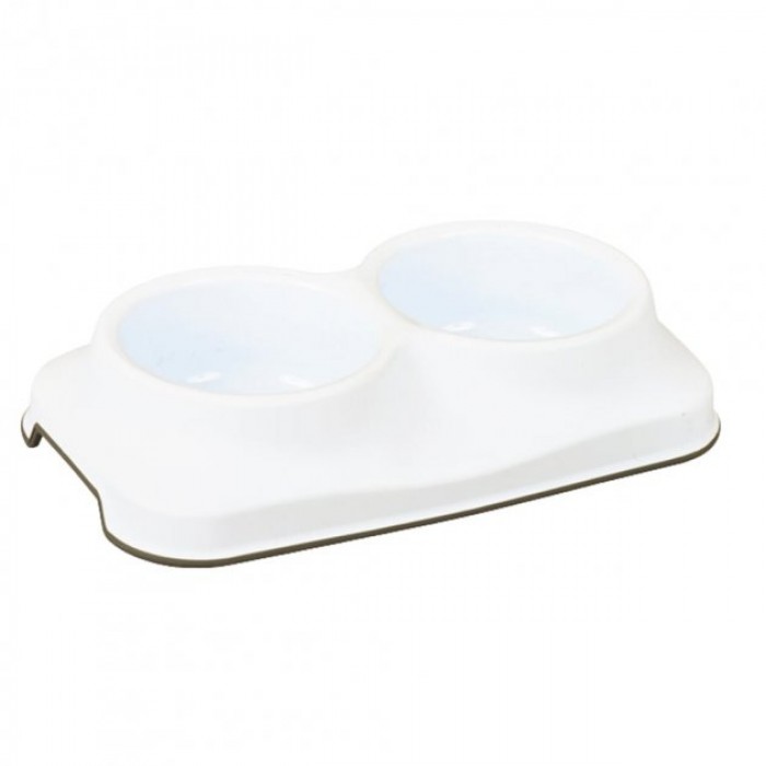 Irak Plast двойная миска для собак и кошек (белая) 2х400 мл