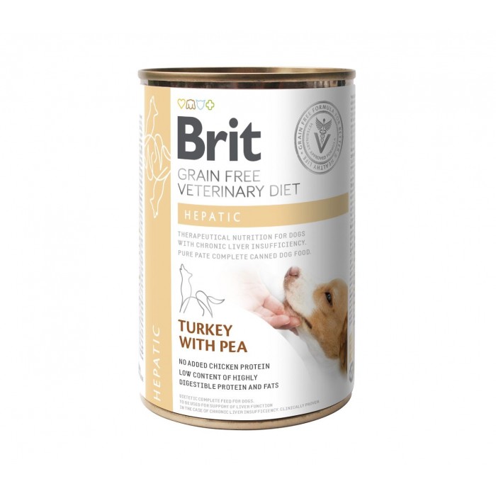 Brit GF Veterinary Diets Dog Hepatic с индейкой и горошком для собак 400g