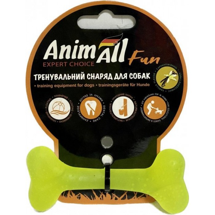 AnimAll Fun іграшка для собак "Кісточка" (жовта) 8 см​