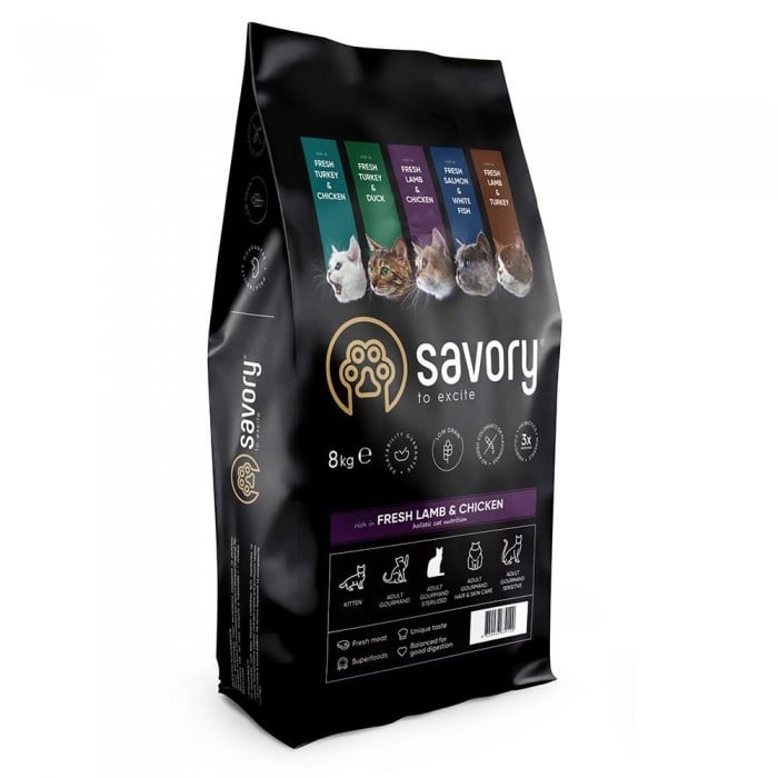 Savory Adult Cat Steril Fresh Lamb and Chicken 8 kg