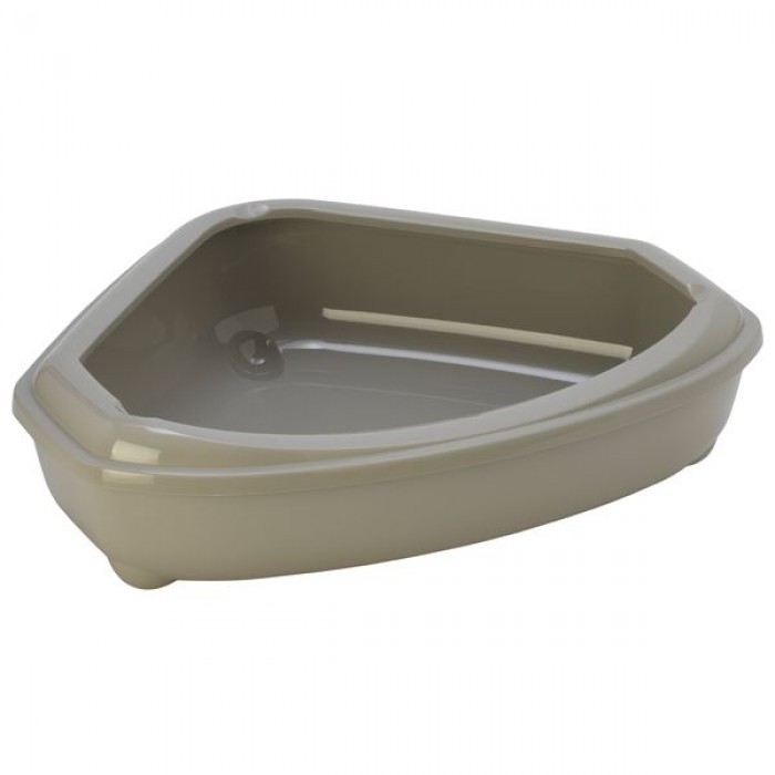 Moderna угловой туалет для кошек с бортиком (серый) 55х45х14 см