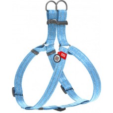 Collar WAUDOG Re-cotton светоотражающая шлея с QR паспортом для собак (голубая) M