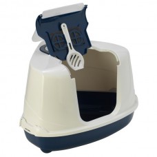 Moderna закрытый угловой туалет для кошек (черничный/белый) 56х45х39 см