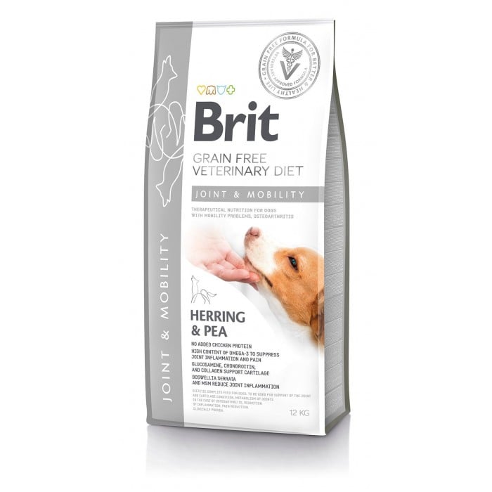 Brit GF VetDiets Dog Mobility cухой корм для суставов собак с селедкой, лососем, горохом и гречкой 12 kg