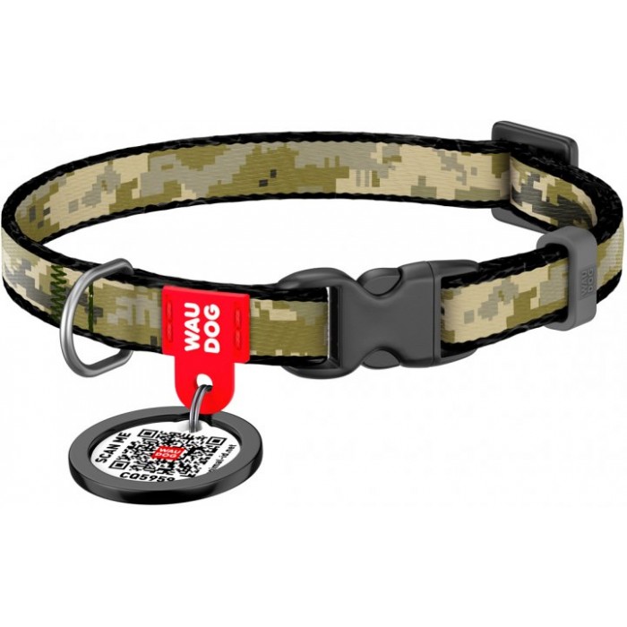 Collar WAUDOG Nylon нашийник "Мілітарі" з QR паспортом та пластиковою фурнітурою для котів XS