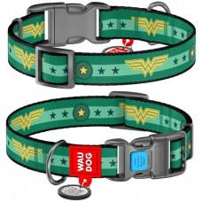 Collar WAUDOG Nylon нейлоновый ошейник "Чудо-женщина 2" c QR паспортом для собак L
