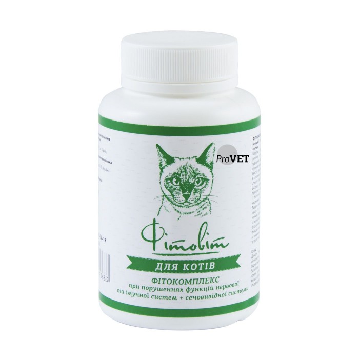 ProVET Фитовит фитокомплекс для поддержания нервной, иммунной и мочевыделительной систем котов 100 табл.