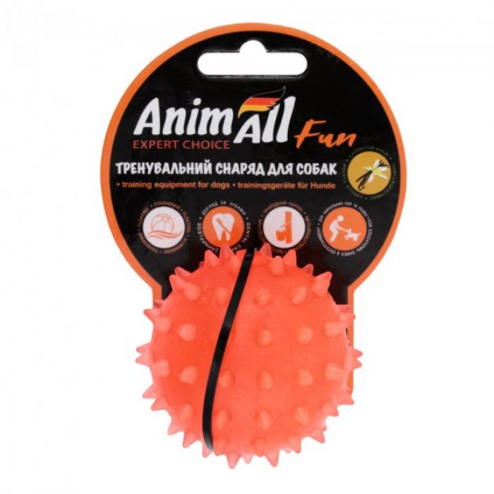 AnimAll Fun іграшка для собак "М'яч-каштан" (коралова) 7 см​