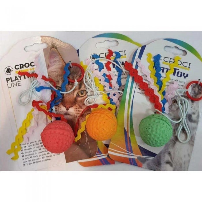 Croci іграшка для котів "М'яч на гумці" (в асортименті)