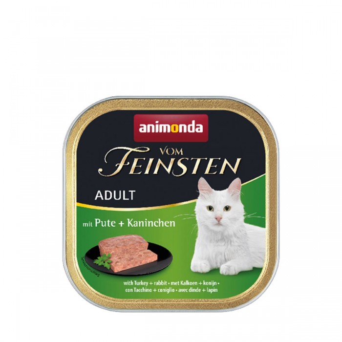 Animonda Vom Feinsten Adult with Turkey + Rabbit влажный корм с индейкой и кроликом для кошек 100 г