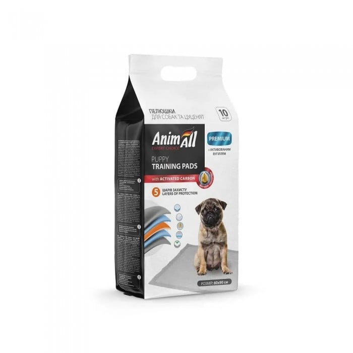 AnimAll Puppy Training Pads пеленки для собак и щенков с активированным углем 60×90 см 10 шт