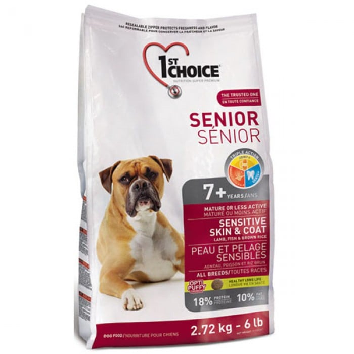 1st Choice Senior Sensitive Skin & Coat Lamb & Fish сухий корм для собак похилого віку  2,72 кг