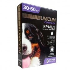 Unicum COMPLEX краплі від бліх, кліщів та гельмінтів на холку для собак 30-60 кг