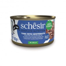 Schesir Tuna Whitebaits вологий корм для дорослих котів з тунцем та анчоусами в желе 85 г