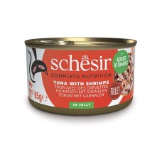 Schesir Tuna with Shrimps вологий корм для дорослих котів з тунцем та креветками в желе 85 г