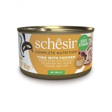Schesir Tuna Chicken влажный корм для взрослых котов с тунцом и курицей в желе 85 г