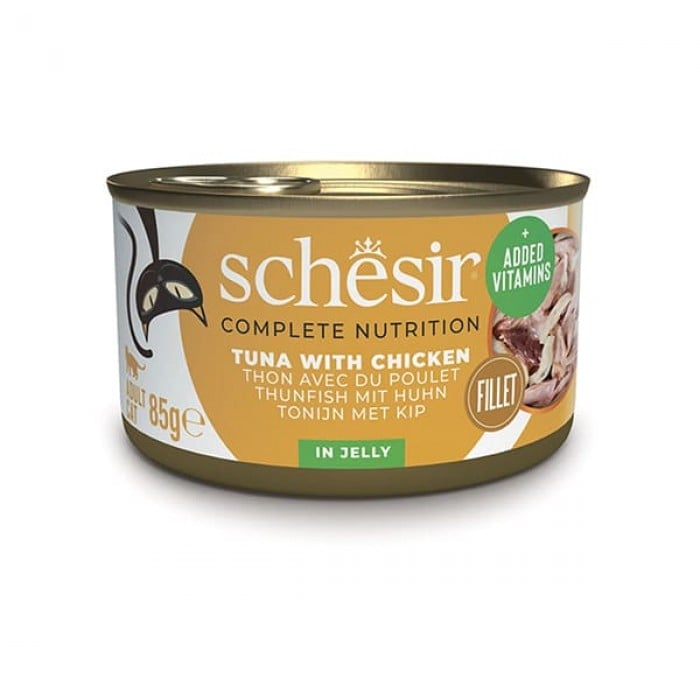 Schesir Tuna Chicken вологий корм для дорослих котів з тунцем та куркою в желе 85 г