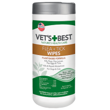 VET`S BEST Flea & Tick Wipes влажные салфетки от блох и клещей для собак и кошек 50 шт