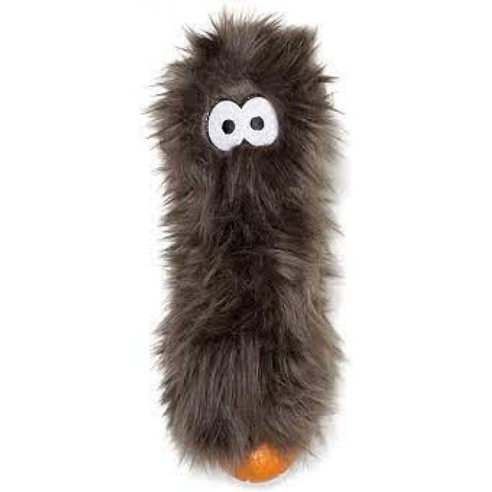 Iграшка-пищалка для собак Кастер пухнастий Срібно-коричнева